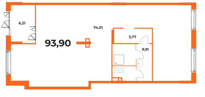 План помещения 93,9 м²