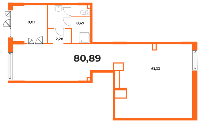 План помещения 80,89 м²