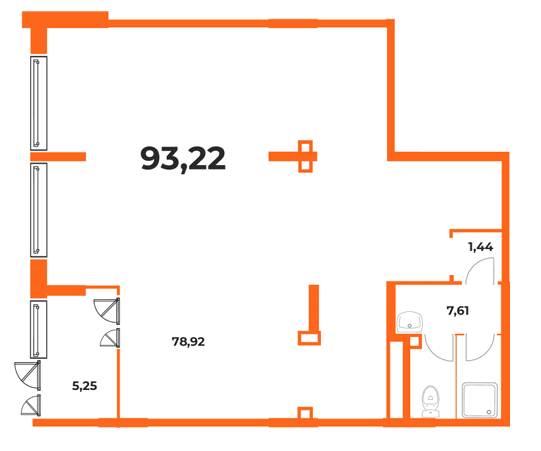 План помещения 93,22 м²