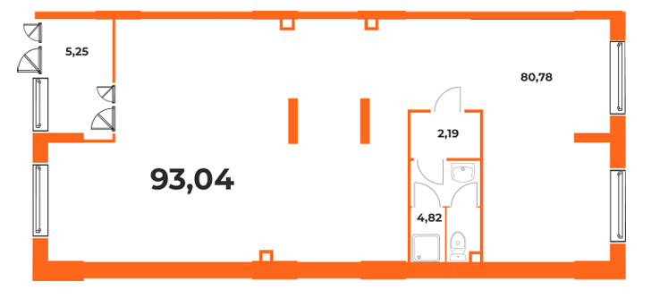 План помещения 93,04 м²