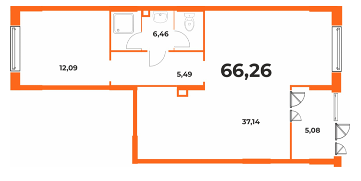 План помещения 66,26 м²